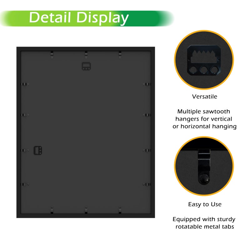 FrameWorks 16" x 20" Original Black Wooden Shadow Box Frame â€“ Soft Felt Back, Tempered Glass, and Included Elegant White Ball Push Pins - Image 4