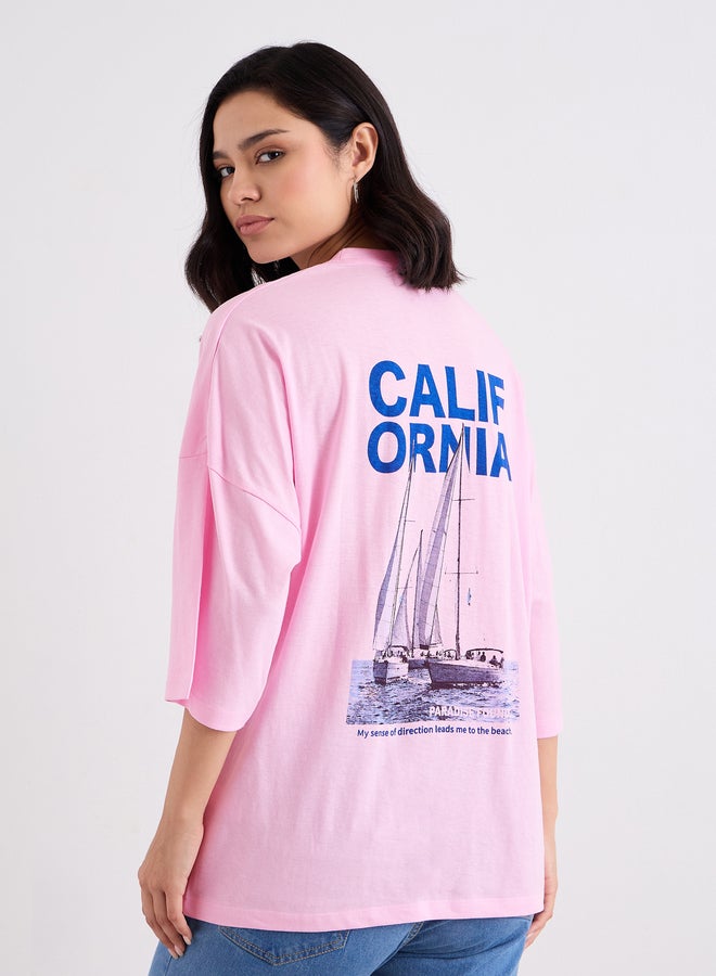 Styli Slogan Print Round Neck Oversized T-Shirt - Image 4