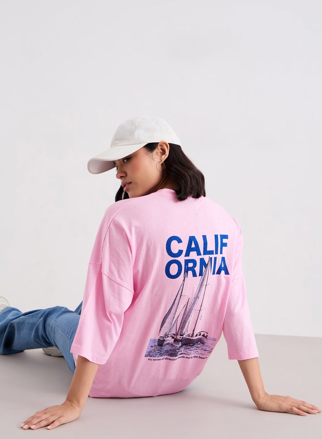 Styli Slogan Print Round Neck Oversized T-Shirt - Image 5