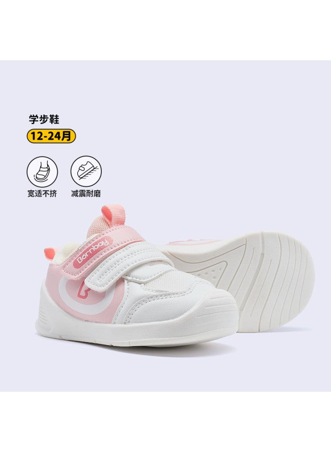 Bornbay Spring & Autumn Baby Lightweight Soft-sole Walking Shoes - Breathable Hook & Loop White Shoes With Anti-kick Toe Guard For Boys & Girls Pre-walking Shoes - Image 3