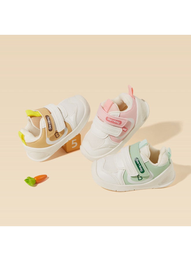 Bornbay Spring & Autumn Baby Lightweight Soft-sole Walking Shoes - Breathable Hook & Loop White Shoes With Anti-kick Toe Guard For Boys & Girls Pre-walking Shoes - Image 4