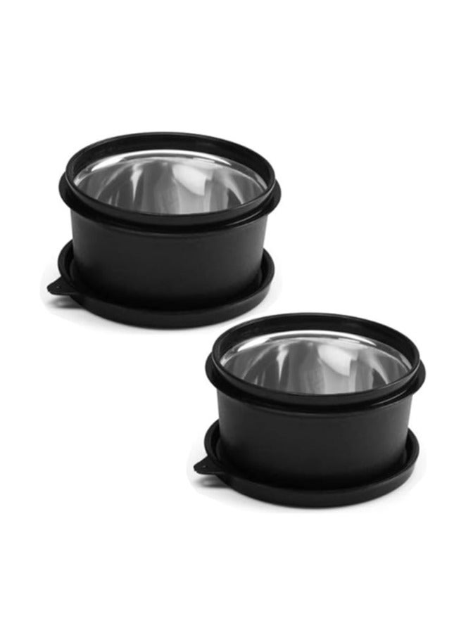 اوليف وير أوليفوير SOPL (شعار) مع حاويات Device Benny بغطاء محكم الغلق خالٍ من مادة BPA، وعاء داخلي من الفولاذ، آمن للاستخدام في الميكروويف ومضاد للتسرب، للاستخدام المنزلي والمكتبي، مجموعة من قطعتين (450 مل) - أسود  - Image 1