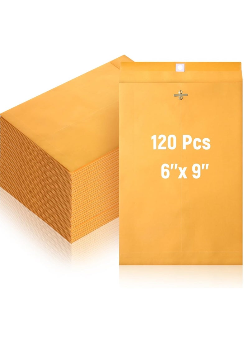 Zikra 120 Pcs Manilla Envelopes Clasp Envelopes Bulk Brown Kraft Catalog Envelopes with Clasp Closure and Gummed Seal 28lb Heavyweight Paper Envelopes (6 x 9 Inch) - Image 1