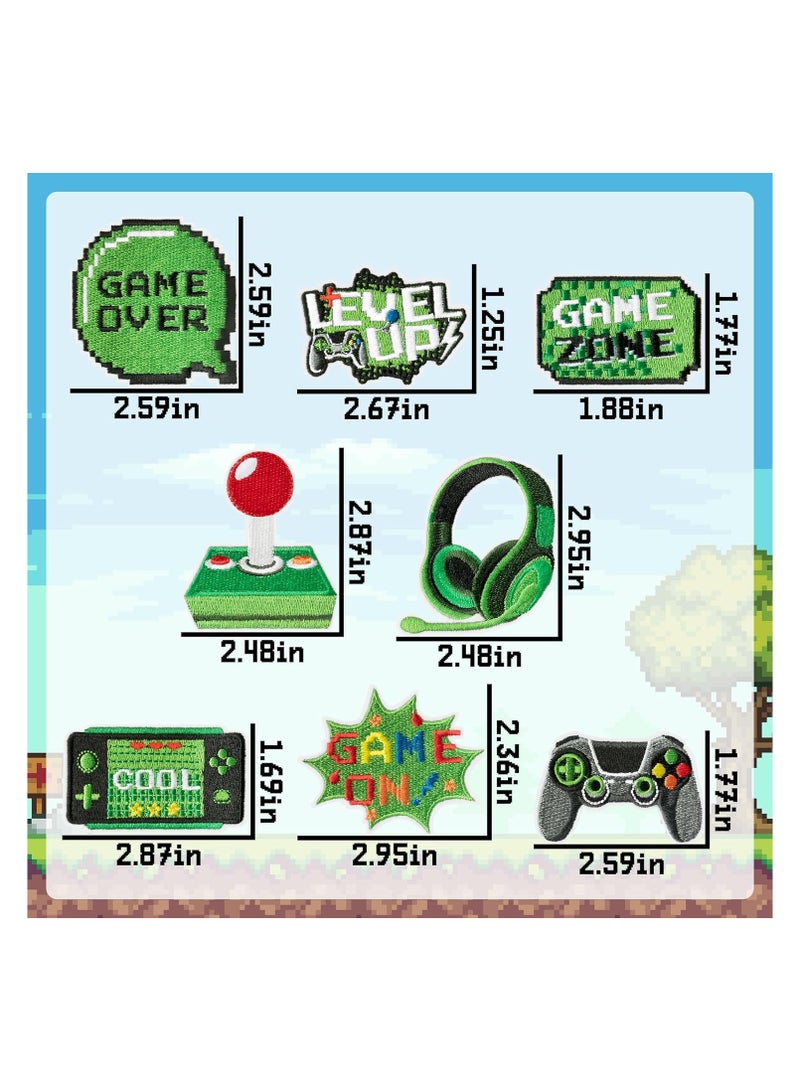 Generic 8 Pcs Video Game Embroidery Patches Green Pixelated Gaming Sew Iron on Embroidered Applique Repair Patch DIY Craft Accessories Gifts for Kids Boys Gamer Fans Enthusiasts Clothing Backpack Hat - Image 2