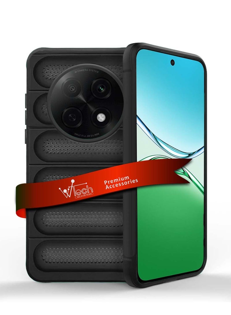 Wtech Oppo A5 Pro 2024  Premium Translucent within Air Bag TPU with Band Texture Case Cover - Black - Image 1