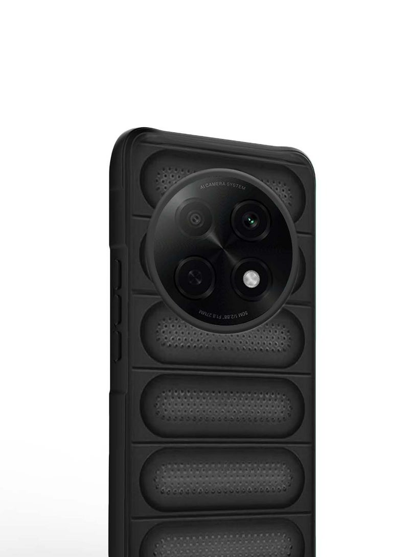 Wtech Oppo A5 Pro 2024  Premium Translucent within Air Bag TPU with Band Texture Case Cover - Black - Image 2