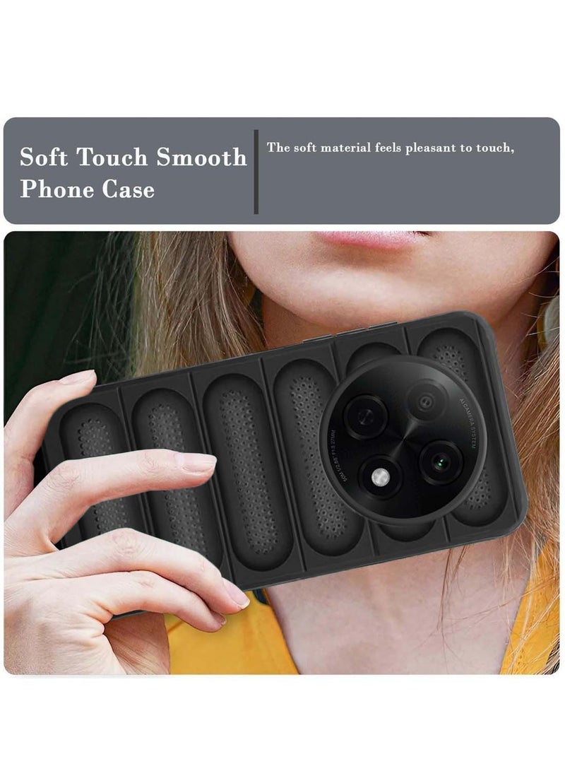 Wtech Oppo A5 Pro 2024  Premium Translucent within Air Bag TPU with Band Texture Case Cover - Black - Image 4