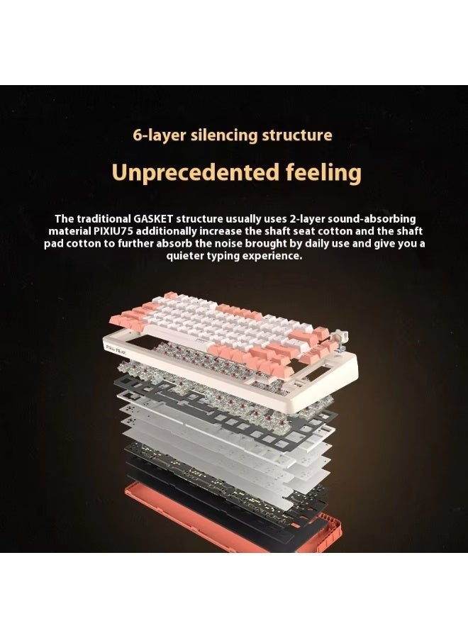 Cherry Original Cherry Pixiu75 Custom Keyboard Pad 2.4G Bluetooth 3 Mode Wireless RGB Hot Swappable Gaming Keyboard PC Peripheral - Image 5