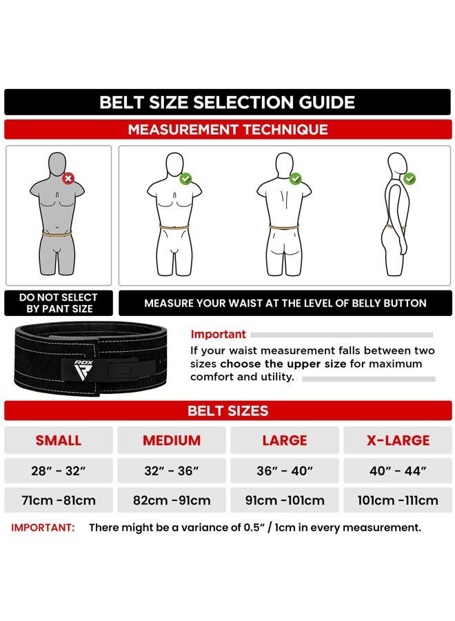 Rdx Weight Lifting Belt Powerlifting, Approved By IPL and USPA, 10mm Thick 4" Leather Lumbar Back Support, Lever Buckle Equipment, Bodybuilding Deadlifts Squats Workout Men Women (Black White, Medium) - Image 4