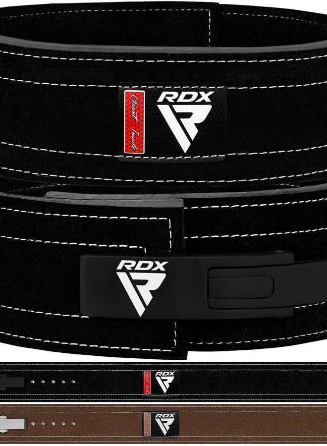 Rdx Weight Lifting Belt Powerlifting, Approved By IPL and USPA, 10mm Thick 4" Leather Lumbar Back Support, Lever Buckle Equipment, Bodybuilding Deadlifts Squats Workout Men Women (Black White, Medium) - Image 1