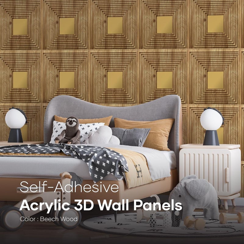 ELEVATE INTERIOR لوحات حائط ثلاثية الأبعاد من مرآة أكريليك ملصقة | ورق حائط ذاتي اللصق من PVC لتزيين المنزل، غرفة المعيشة، غرفة النوم عبوة من 12 قطعة تغطي مساحة 32.4 قدم مربع. - Image 4