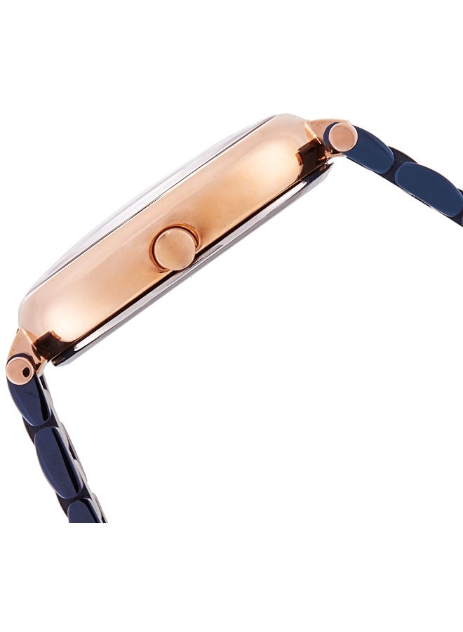 French Connection Women's Rose Gold Dial Blue Stainless Steel Bracelet Analog Watch 34mm - Image 3