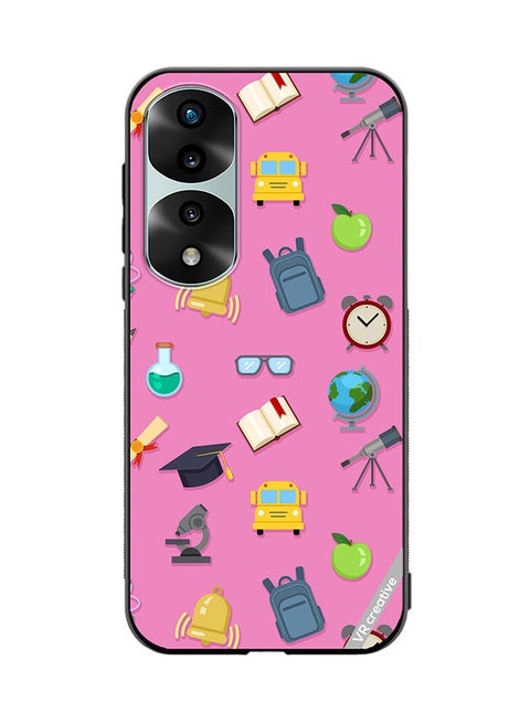 Protective Case Cover For Honor 70 Pro plus Vector Seamless Pattern Of School Color Icons On Pink Design Multicolour