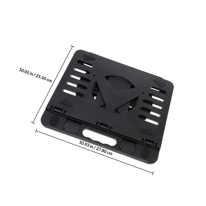 Black Plastic Portable Folding Laptop Stand with Rotating Base and Adjustable Height for Ergonomic Home Office Travel Use - Image 3