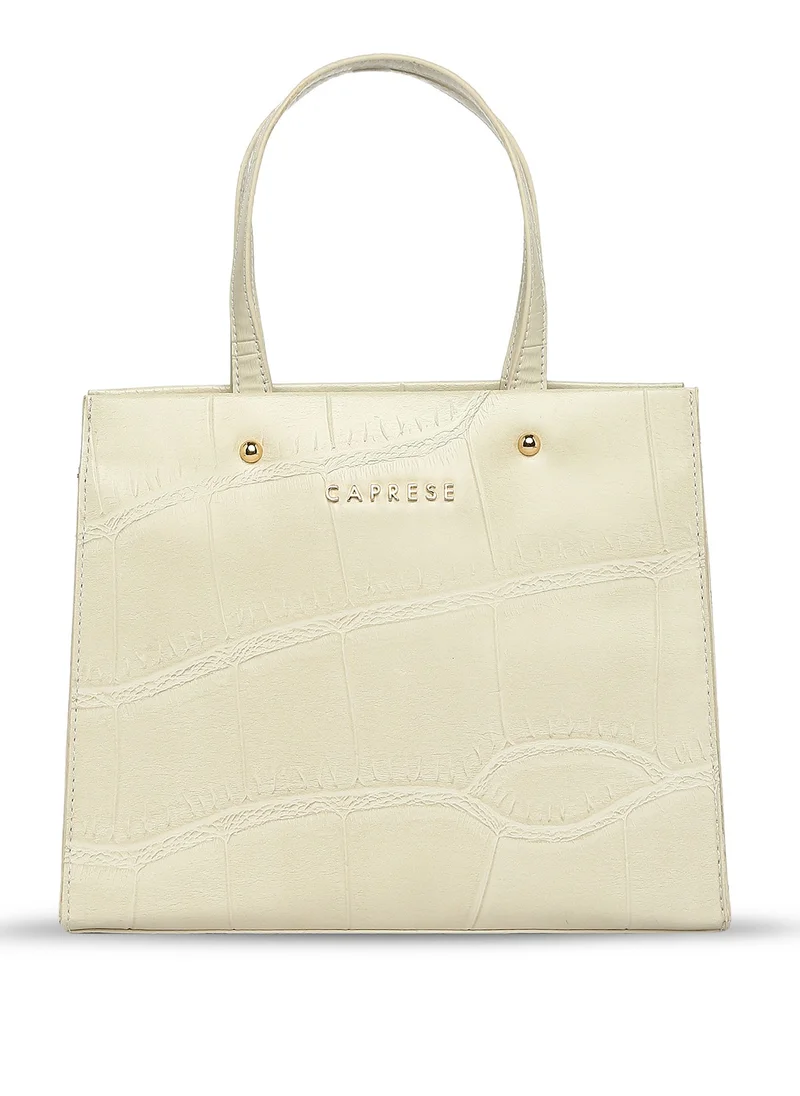 CAPRESE Caprese Mink Abstract Beige Faux Leather Small Tote Handbag