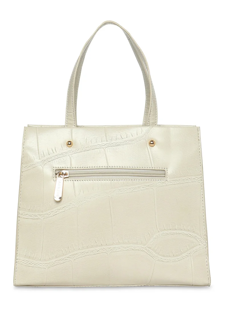 CAPRESE Caprese Mink Abstract Beige Faux Leather Small Tote Handbag