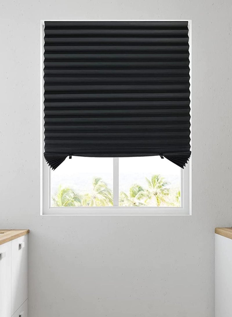 1 Piece 90 X 180 cm Pleated Sun and Heat Insulation Temporary Blinds for Home Kitchen Rooms Black - Image 2