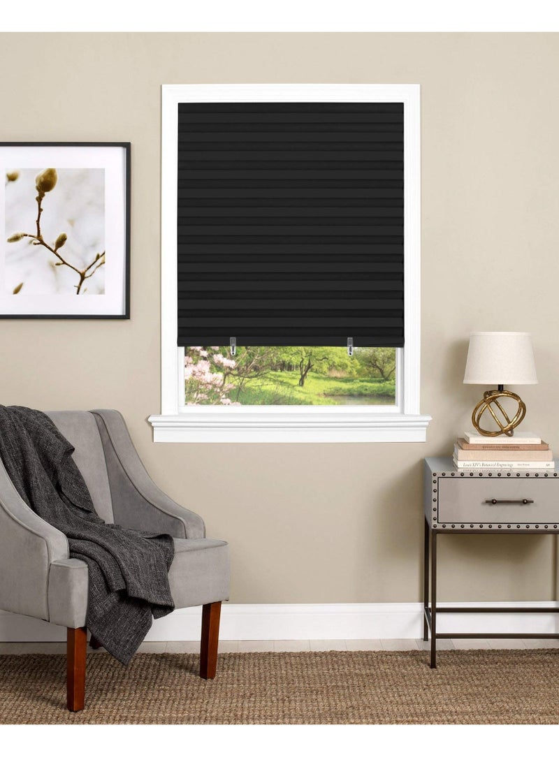 1 Piece 90 X 180 cm Pleated Sun and Heat Insulation Temporary Blinds for Home Kitchen Rooms Black - Image 3