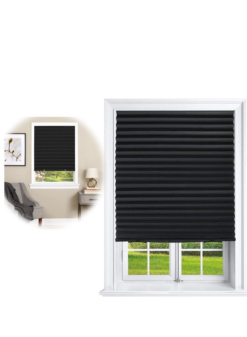 1 Piece 90 X 180 cm Pleated Sun and Heat Insulation Temporary Blinds for Home Kitchen Rooms Black - Image 1