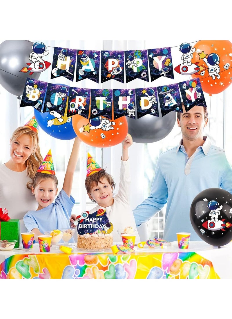 33pcs Outer Space Themed Birthday Party Decorations, Outer Space Party Supplies, Outer Space Party Balloons, Happy Astronaut Themed Birthday Banner, Cake Topper, Space Birthday Party Supplies for Kids Birthday