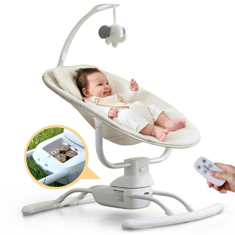 VaVaSoo VaVaSoo Baby Swings for Infants Electric Baby Swing 3 Speeds Portable Automatic Rocker for Newborn Boys Girls 520 lbs with Remote Control 8 Music Soothing AC Adapter Battery Operated