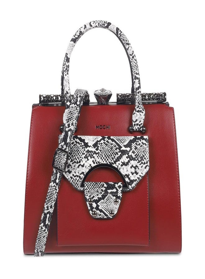 Mochi Women's Maroon Satchel Bags(66-333) - Image 1