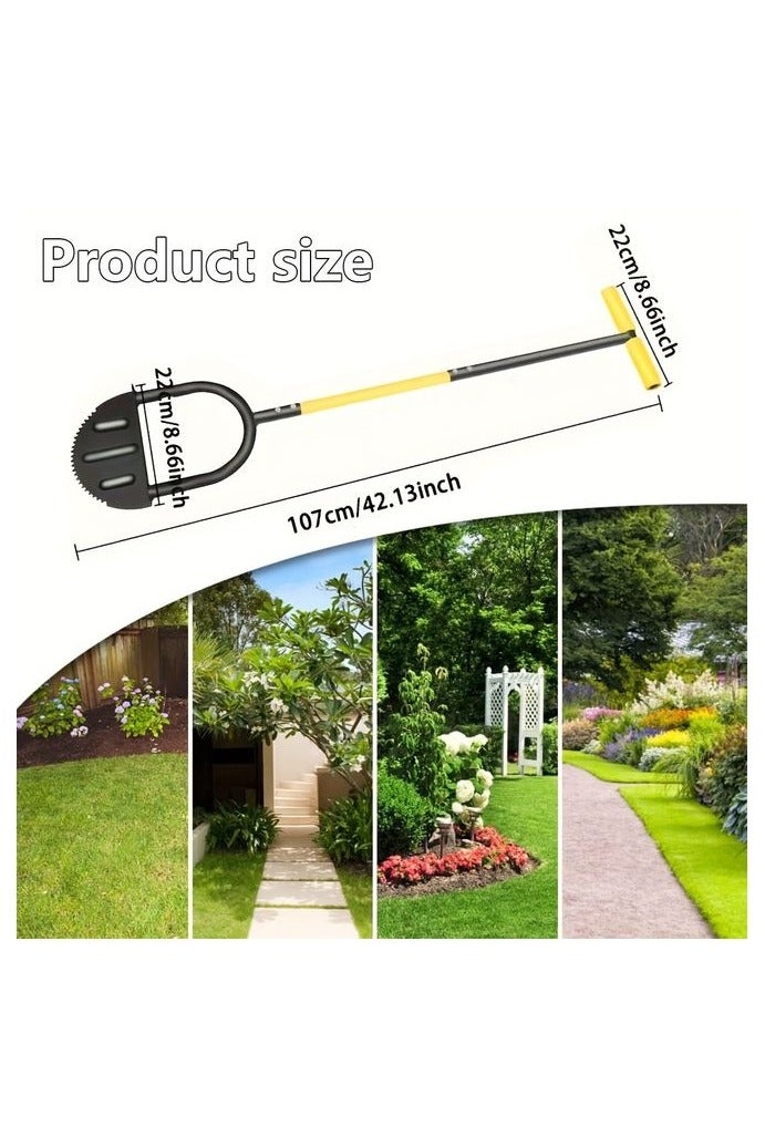 Edger Saw-Tooth, Edger Half Moon Lawn Edger with T-Grip, Sidewalk Grass Long Handled Step Edger - Image 3