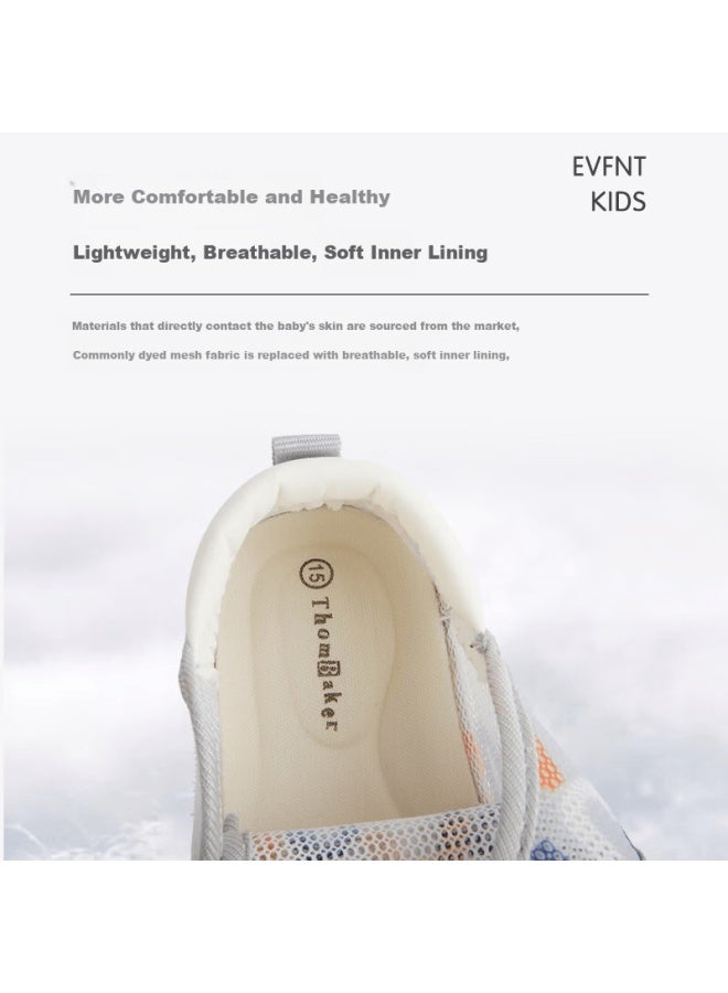 Thombaker Baby Walking Shoes, Spring Mesh Shoes, Summer 1-3 Years Old Non-slip Breathable Mesh Children's Shoes, Gray Letter 15 - Image 3