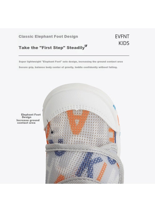 Thombaker Baby Walking Shoes, Spring Mesh Shoes, Summer 1-3 Years Old Non-slip Breathable Mesh Children's Shoes, Gray Letter 15 - Image 2
