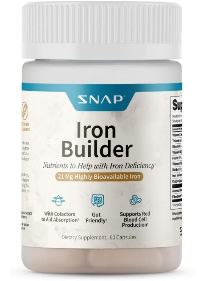 SNAP SUPPLEMENTS Iron Builder Nutrients to Help with Iron Deficiency 60 Capsules - Image 1