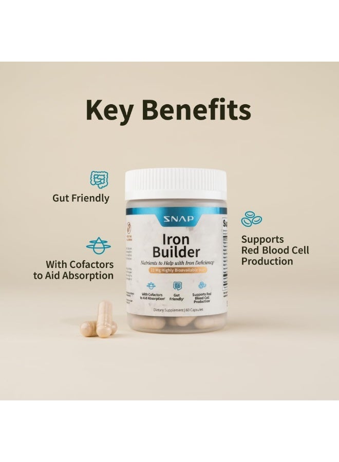 SNAP SUPPLEMENTS Iron Builder Nutrients to Help with Iron Deficiency 60 Capsules - Image 4