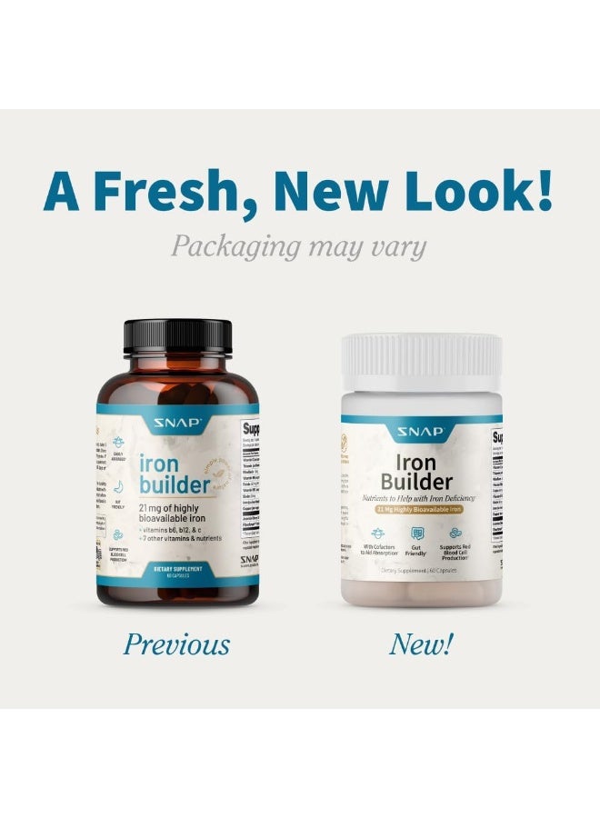 SNAP SUPPLEMENTS Iron Builder Nutrients to Help with Iron Deficiency 60 Capsules - Image 2