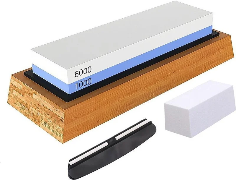 Valkyrie 4 Piece First Quality Knife Sharpening Set 1000 6000 Sharpening Stone Bamboo Based Professional Set Wet Sharpening