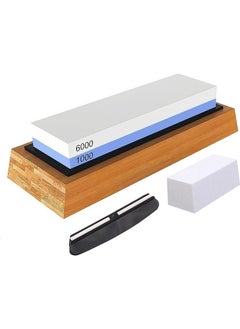 4 Piece First Quality Knife Sharpening Set 1000 6000 Sharpening Stone Bamboo Based Professional Set Wet Sharpening