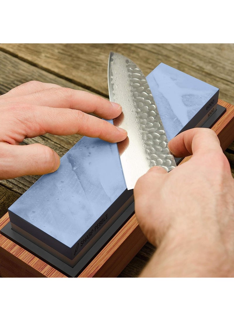 Valkyrie - 4 Piece First Quality Knife Sharpening Set 1000 6000 Sharpening Stone Bamboo Based Professional Set Wet Sharpening - Image 1