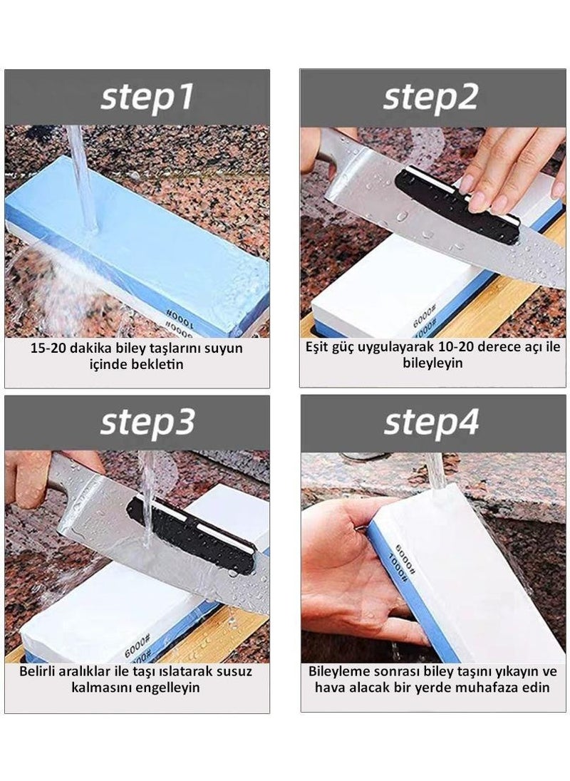 Valkyrie - 4 Piece First Quality Knife Sharpening Set 1000 6000 Sharpening Stone Bamboo Based Professional Set Wet Sharpening - Image 1