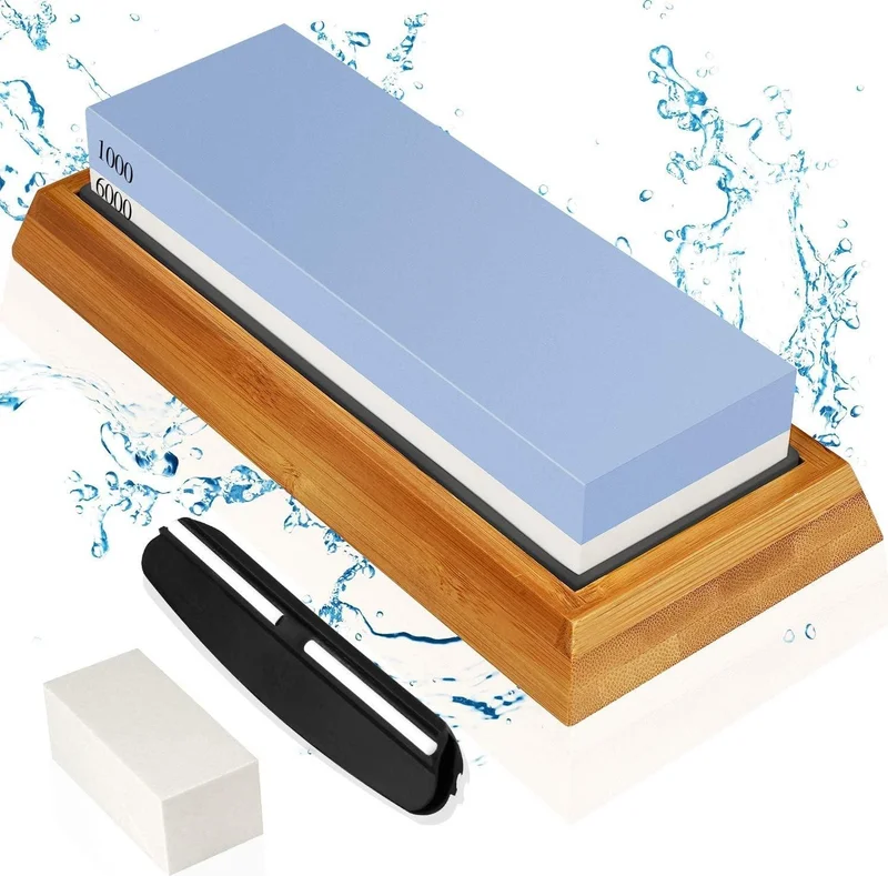 Valkyrie 4 Piece First Quality Knife Sharpening Set 1000 6000 Sharpening Stone Bamboo Based Professional Set Wet Sharpening