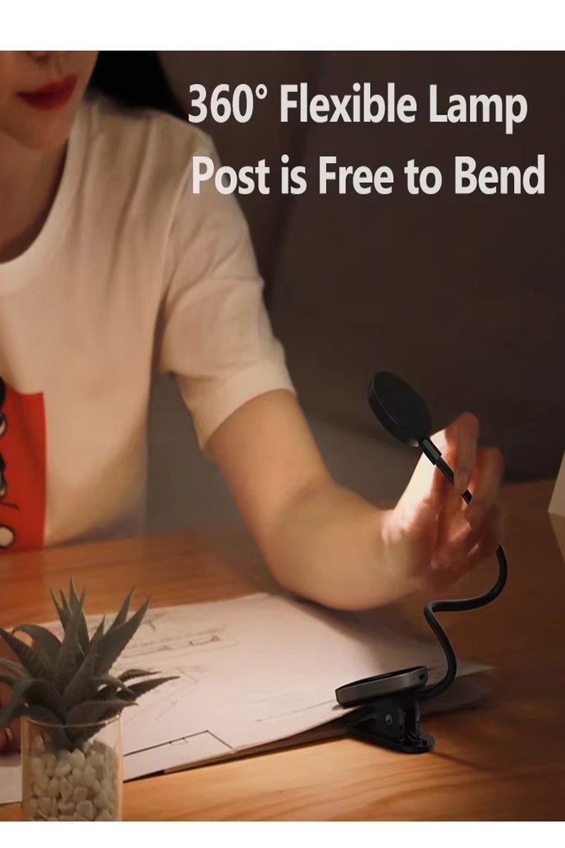 Baseus LED Reading Lamp - Clip-on Desk & Bed Light with 360° Rotation, Adjustable Brightness Levels, Mini Rechargeable Design, Perfect for Bookworms, Kids Study Room, Travel, Night Reading, Bedside, Dorms, Office, Portable and Flexible Lamp for Comfortable Reading Anywhere, Anytime - Image 4