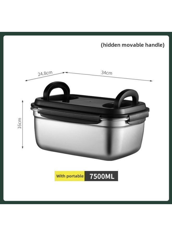 Generic Factory Direct 304 Stainless Steel Fresh-keeping Box Refrigerator Sealed Box Storage Box Fruit And Vegetable Pickle Bucket Lunch Box-Specifications:Both Hands Handle 7500ml  - Image 1