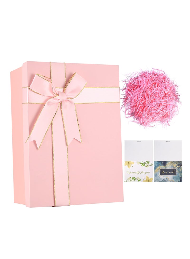 صندوق هدايا، (22.5 سم × 16 سم × 8.5 سم) صندوق كرتون صغير، صناديق هدايا بغطاء ل، ، الحفلات، تغليف الهدايا، مع رافيا، 1 بطاقة معايدة - وردي - Image 1
