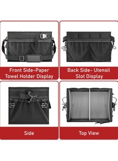 SYOSI SYOSI Grill Caddy, Collapsible Picnic Basket for Outdoor Camping Barbecue, Barbecue Tools Organizer Must-have Accessories for Barbecue, Camping, Outdoor Barbecue Storage Organizer (Black)  - Image 5