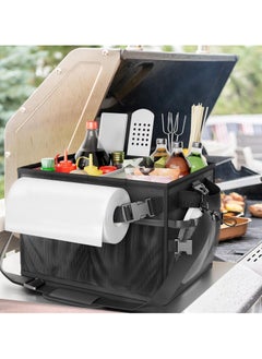 SYOSI SYOSI Grill Caddy, Collapsible Picnic Basket for Outdoor Camping Barbecue, Barbecue Tools Organizer Must-have Accessories for Barbecue, Camping, Outdoor Barbecue Storage Organizer (Black)  - Image 2