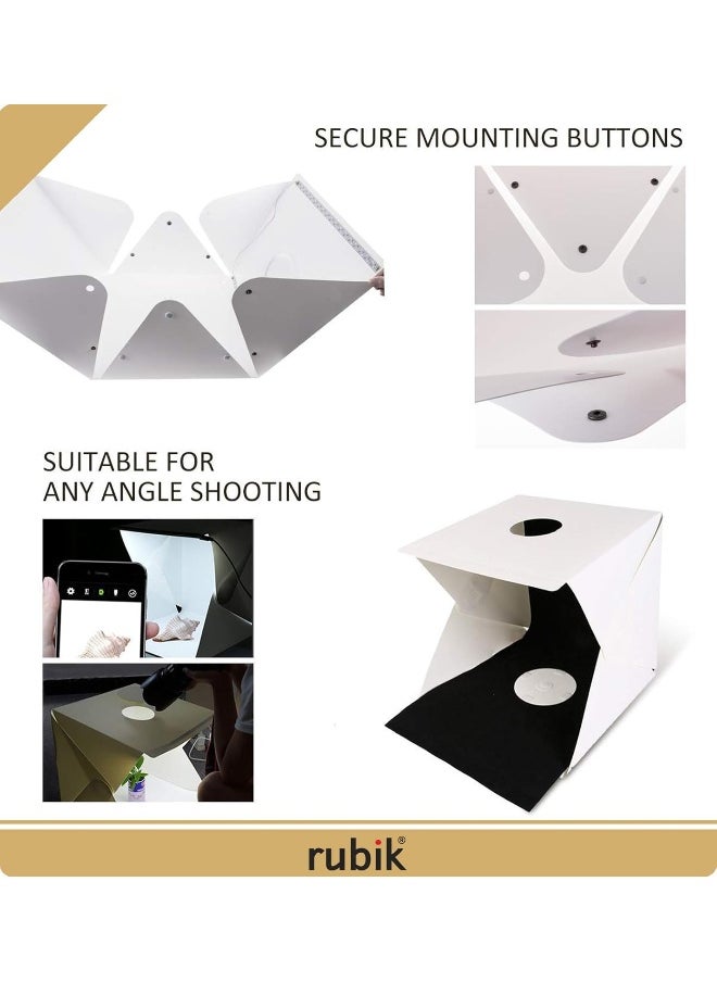 Rubik - 30Cm Photo Studio Box, Portable Photography Shooting Light Tent Kit, White Folding Lighting Softbox With 60 Led Lights + 4 Backdrops For Product Display - Image 1