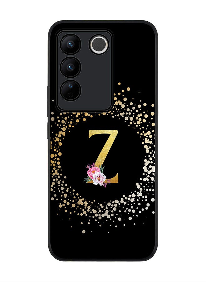 Stylizedd Rugged Black Edge case for Vivo V27 /Vivo V27 Pro /Vivo S16, Slim fit Soft Case Custom Monogram Initial Letter Floral Pattern Alphabet -Z (Black) - Image 1