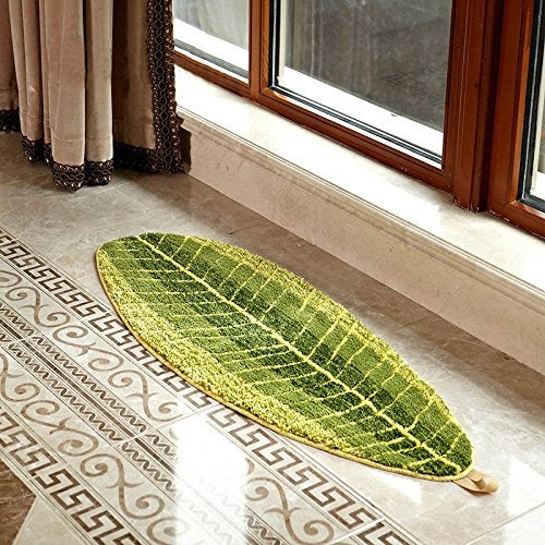MustMat Non Slip Kitchen Rugs and Mats Cute Leaf Shape Area Rugs Nice for Kitchen Floor/Bathroom/Bedroom 17.7"x47.2" - Image 2