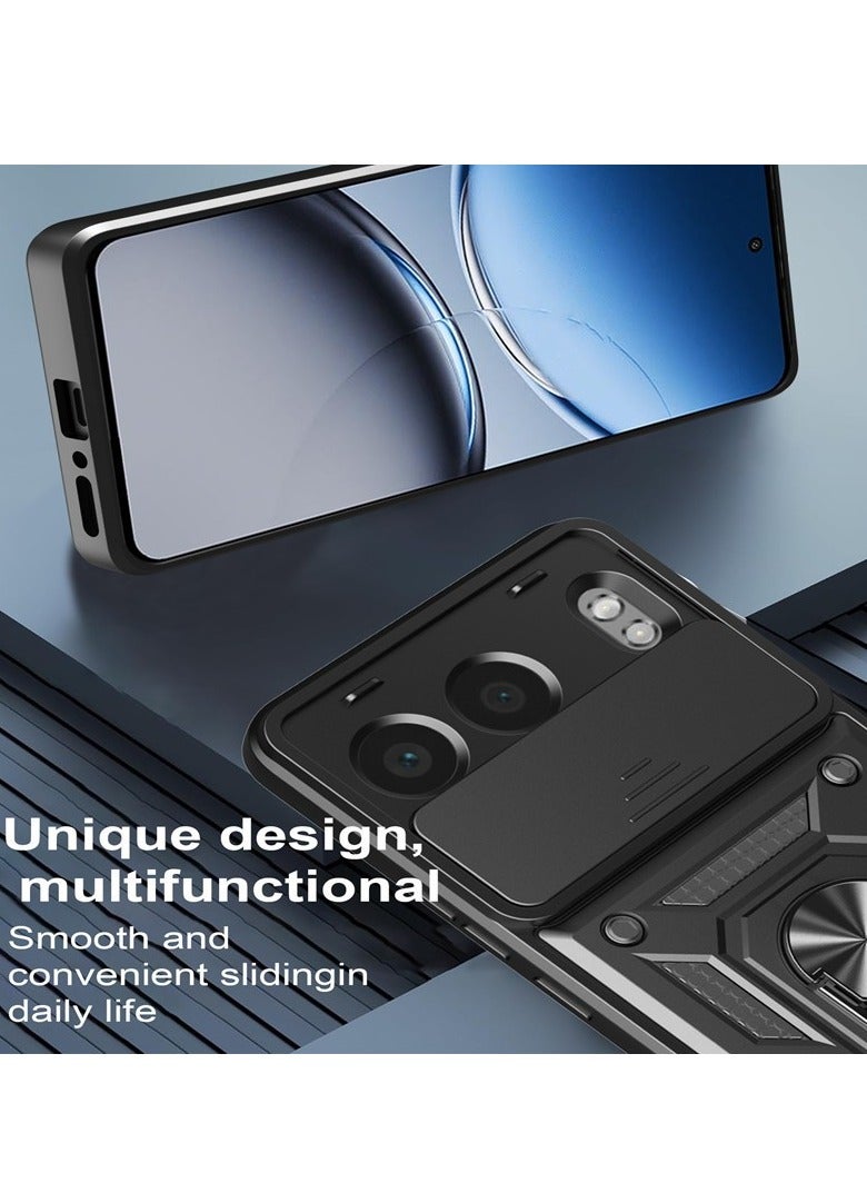 for OnePlus Nord 4 5G Case Cover, Slide Camera Lens Cover, Magnetic Ring Holder Kickstand Protective Phone Case for OnePlus Nord 4 5G, Black. - Image 4