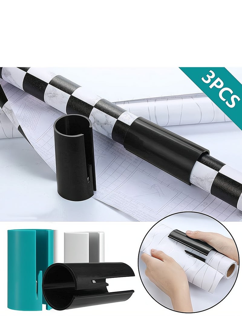 Portable Gift Wrap Cutter Tool 3 Pcs Set in Blue Black White for Easy Wrapping and Decoration - Image 1