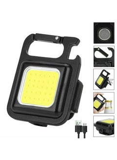 SHOPI Small LED Flashlight, Rechargeable Keychain Mini Flashlight, 4 Light Modes Portable Pocket Light with Folding Bracket Bottle Opener and Magnet Base for Fishing Walking Camping Outdoor Indoor  - Image 1