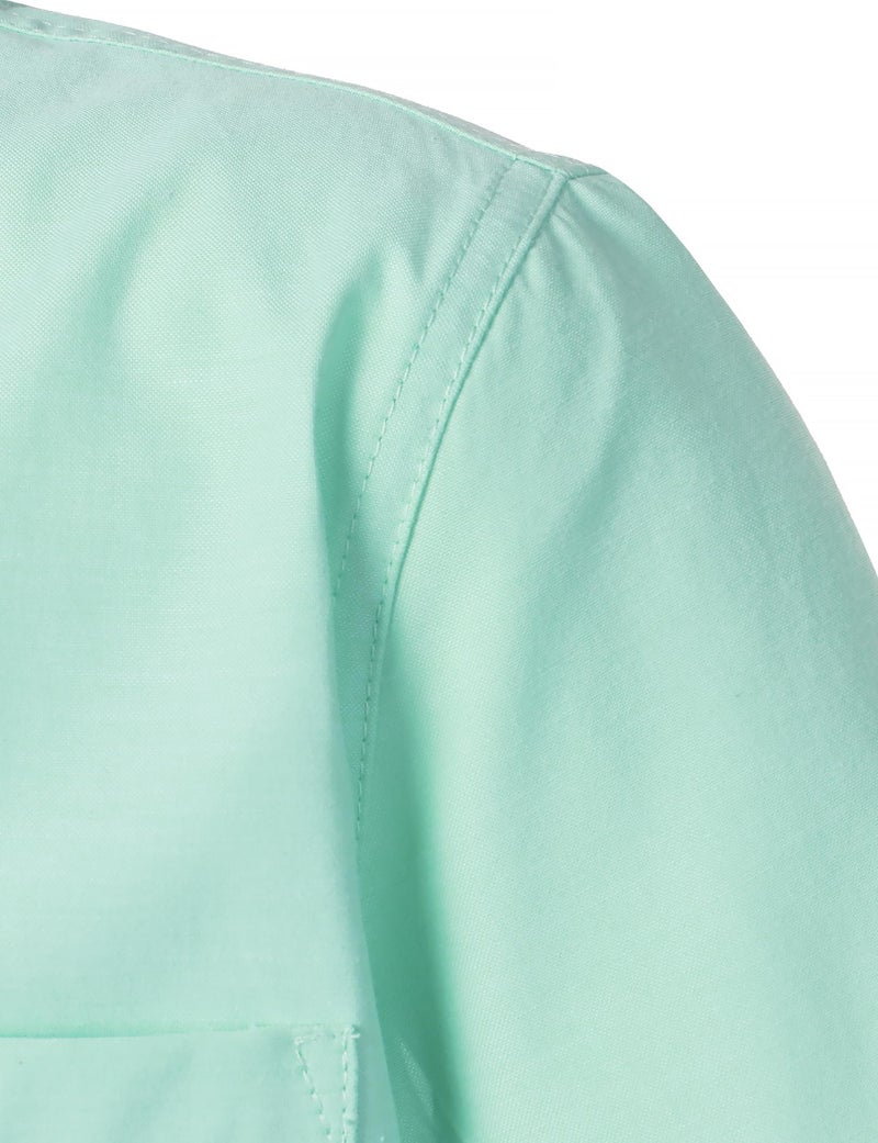 AOTIK Boys Oxford Button Down Shirt Short Sleeve Formal Uniform Dress Shirts with Pocket 12 Grass Green - Image 4