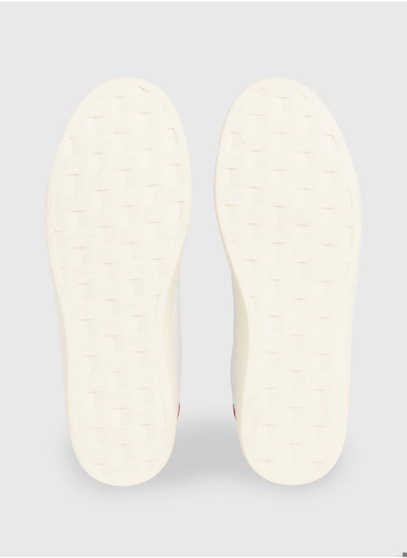 Calvin Klein Jeans - Men's Leather Trainers -  recycled and bio-based blend leather upper , White/ Red - Image 1